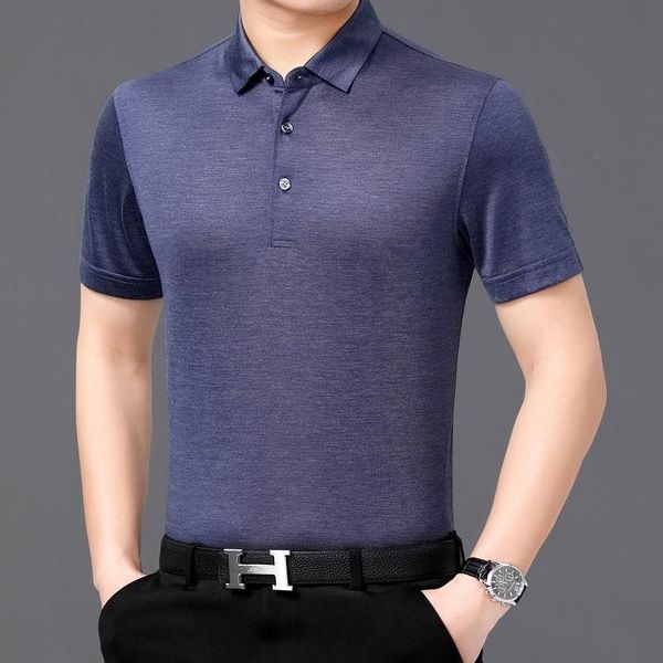 summer men's 100% silk short sleeve t-shirt middle age lapel casual thin dad's t-shirts, White;black
summer men's 100% silk short sleeve t-shirt middle age lapel casual thin dad's t-shirts, White;black