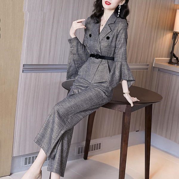 women's two piece pants autumn suits business temperament small three-quarter sleeve high waist wide-legged two-piece for women 8m, White
women's two piece pants autumn suits business temperament small three-quarter sleeve high waist wide-legged two-piece for women 8m, White