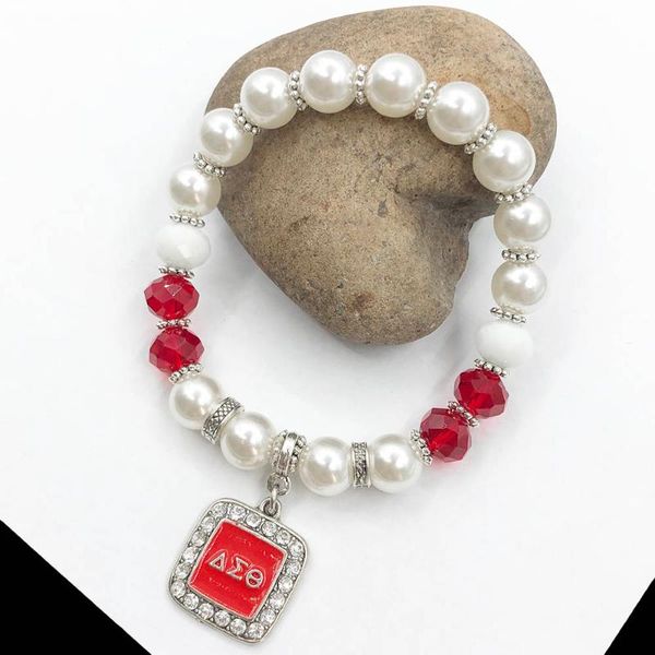 beaded, strands handmade greek sorority elastic line red white pearl crystal detal rhinestone diamond pendant bracelet bangle women jewelry, Black
beaded, strands handmade greek sorority elastic line red white pearl crystal detal rhinestone diamond pendant bracelet bangle women jewelry, Black