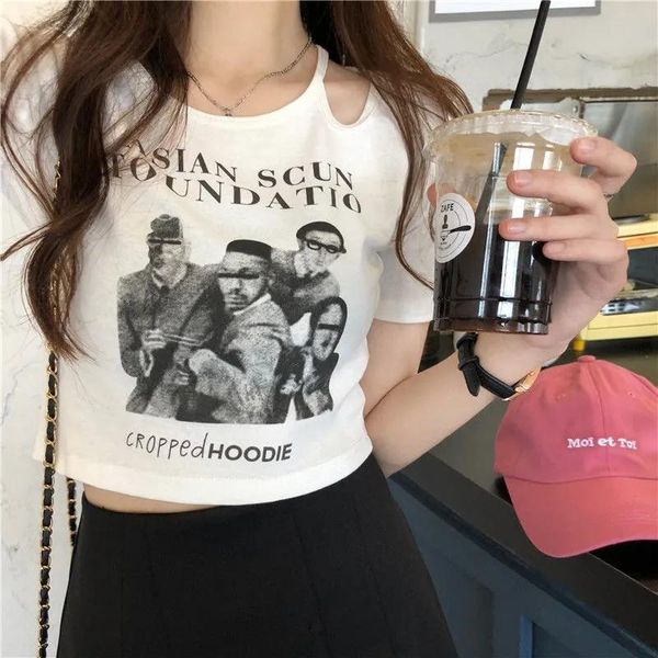 women's t-shirt t-shirts vintage aesthetic clothing y2k hollow print out design o-neck short sleeve crop e-girl tees slim, White
women's t-shirt t-shirts vintage aesthetic clothing y2k hollow print out design o-neck short sleeve crop e-girl tees slim, White