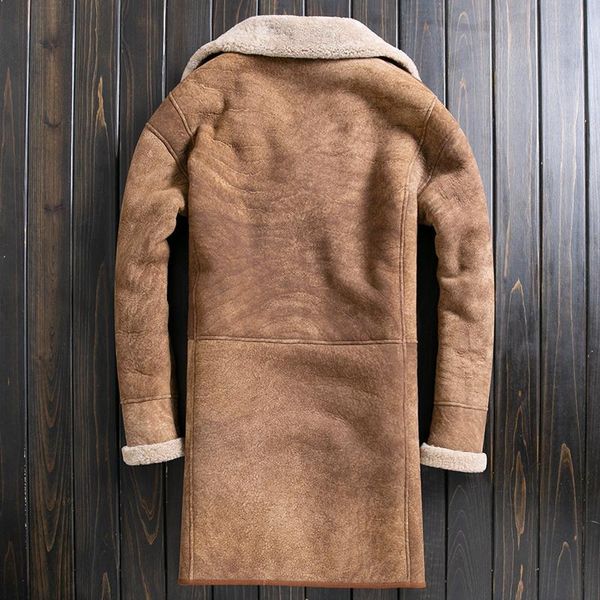 men's leather & faux sheepskin natural mens casual double-faced fur long genuine trench coat slim turn-down collar real warm jackets, Black
men's leather & faux sheepskin natural mens casual double-faced fur long genuine trench coat slim turn-down collar real warm jackets, Black