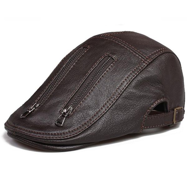 berets genuine leather flat caps for men women black multi zipper adjustable spring autumn luxury duckbill hat, Blue;gray
berets genuine leather flat caps for men women black multi zipper adjustable spring autumn luxury duckbill hat, Blue;gray