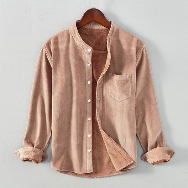 men's casual shirts designer long sleeve corduroy cotton velvet khaki shirt men brand trend stand collar thick for camisas de hombre, White;black
men's casual shirts designer long sleeve corduroy cotton velvet khaki shirt men brand trend stand collar thick for camisas de hombre, White;black