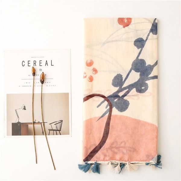 scarves small pure and fresh plain beige bottom floret silk scarf with tassel thin style retro art gauze cotton linen hand l, Blue;gray
scarves small pure and fresh plain beige bottom floret silk scarf with tassel thin style retro art gauze cotton linen hand l, Blue;gray