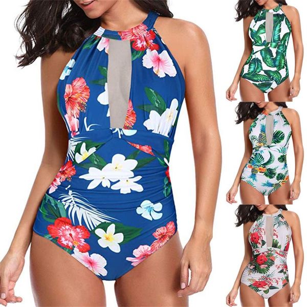 women flower print one piece swimsuit high neck mesh ruched monokini swimwear beachwear bathing suit push up swim women's, White;black
women flower print one piece swimsuit high neck mesh ruched monokini swimwear beachwear bathing suit push up swim women's, White;black