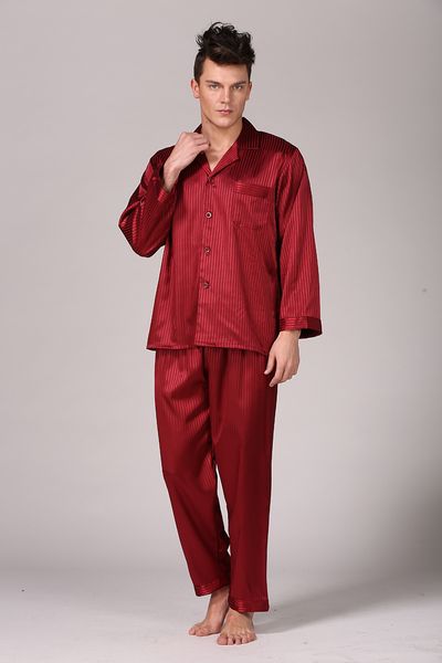 sleepwear fashion pajamas men's stripe export silk spring long sleeve trousers simulation suit large size household clothes 89001, Black;brown
sleepwear fashion pajamas men's stripe export silk spring long sleeve trousers simulation suit large size household clothes 89001, Black;brown