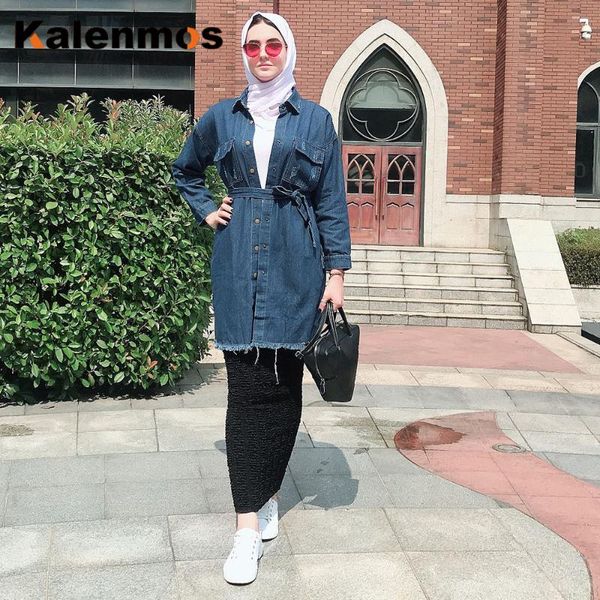 ethnic clothing kalenmos muslim outwear jeans women single-breasted lace-up denim coat spring slim lapel jacket coats islamic with belt, Red
ethnic clothing kalenmos muslim outwear jeans women single-breasted lace-up denim coat spring slim lapel jacket coats islamic with belt, Red