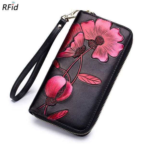 wallets 2021 wallet ladies long genuine leather zipper rfid fashion personality bauhinia hand bag clutch purse, Red;black
wallets 2021 wallet ladies long genuine leather zipper rfid fashion personality bauhinia hand bag clutch purse, Red;black