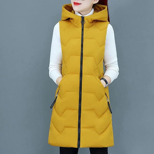 women's down & parkas 2021 autumn winter mid-length cotton vest coat solid color zipper hooded casual waistcoat ladies jacket#f3, Black
women's down & parkas 2021 autumn winter mid-length cotton vest coat solid color zipper hooded casual waistcoat ladies jacket#f3, Black