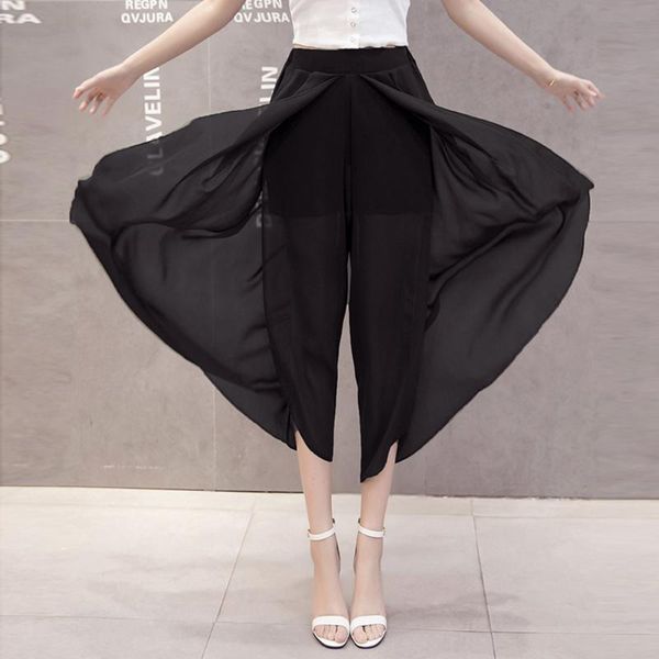 women's pants & capris women summer solid chiffon flare elastic high waist wide leg plus size calf-length quality w419, Black;white
women's pants & capris women summer solid chiffon flare elastic high waist wide leg plus size calf-length quality w419, Black;white