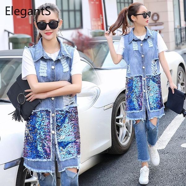women's jackets women casual vintage denim jacket sequins design long coat sleeveless frayed hole jeans spring autumn windbreaker femal, Black;brown
women's jackets women casual vintage denim jacket sequins design long coat sleeveless frayed hole jeans spring autumn windbreaker femal, Black;brown