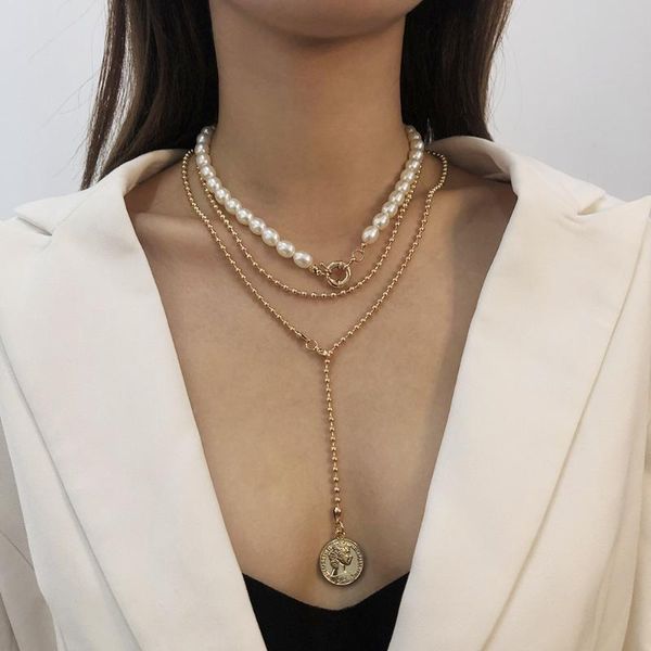 punk multilayered pearl choker necklace collar statement virgin coin portrait pendant women jewelry chokers, Golden;silver
punk multilayered pearl choker necklace collar statement virgin coin portrait pendant women jewelry chokers, Golden;silver
