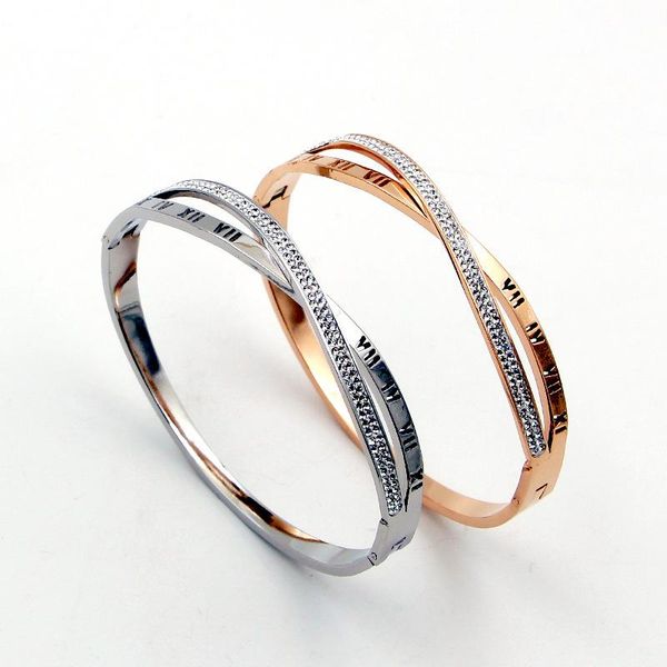 rose gold color stainless steel roman numerals bracelets for women, fashion crystal bangle bracelet brazaletes pulseras jewelry, Black
rose gold color stainless steel roman numerals bracelets for women, fashion crystal bangle bracelet brazaletes pulseras jewelry, Black