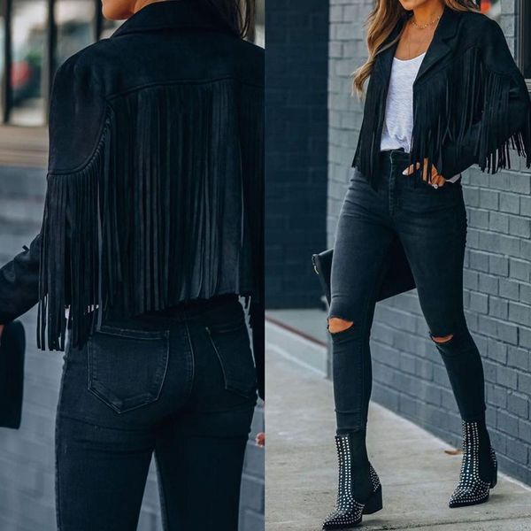 lugentolo fringed bomber jacket women spring fashion long sleeve turn-down collar open stitch slim jackets women's, Black;brown
lugentolo fringed bomber jacket women spring fashion long sleeve turn-down collar open stitch slim jackets women's, Black;brown