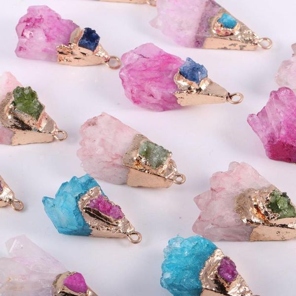 charms brand exquisite natural stone pendant agate crystal bud with gilt edge for making necklace accessories, Bronze;silver 
charms brand exquisite natural stone pendant agate crystal bud with gilt edge for making necklace accessories, Bronze;silver