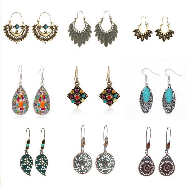 national style fashion earrings ancient bronze metal exaggerated carved earrings bohemian combination set earrings, Silver
national style fashion earrings ancient bronze metal exaggerated carved earrings bohemian combination set earrings, Silver