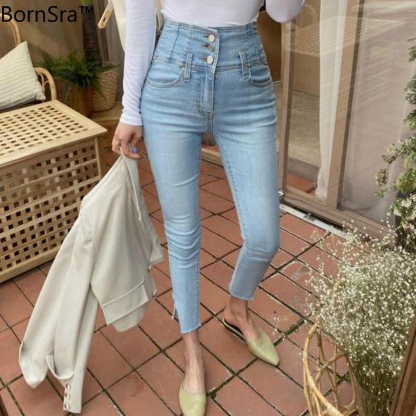 women's jeans han edition of the summer leg hole tall waist buckle tight elastic, Blue
women's jeans han edition of the summer leg hole tall waist buckle tight elastic, Blue