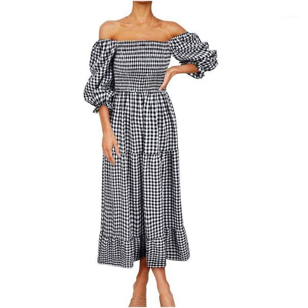 casual dresses women's boho dress puff sleeve shoulder summer plaid ruffle midi long plus size loose sweet 2021 robe longue, Black;gray
casual dresses women's boho dress puff sleeve shoulder summer plaid ruffle midi long plus size loose sweet 2021 robe longue, Black;gray