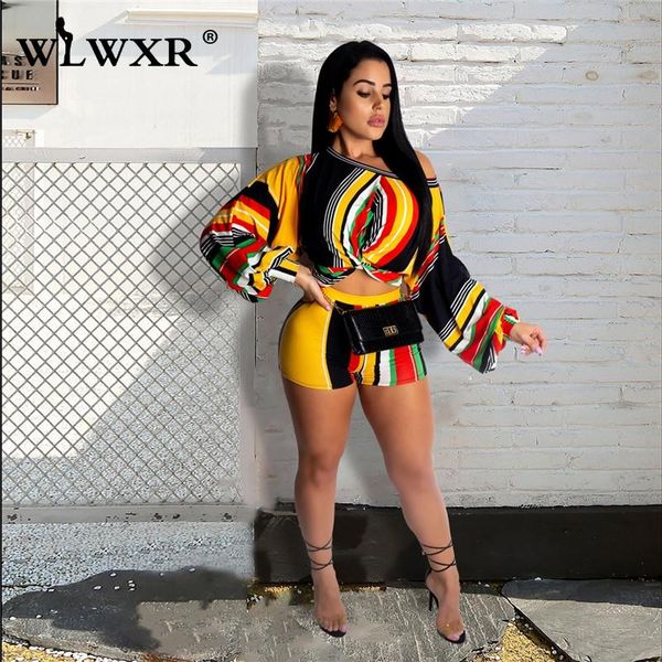 casual striped print summer 2 piece set outfits for women suit lantern sleeve crop and biker shorts matching women's two pants, White
casual striped print summer 2 piece set outfits for women suit lantern sleeve crop and biker shorts matching women's two pants, White