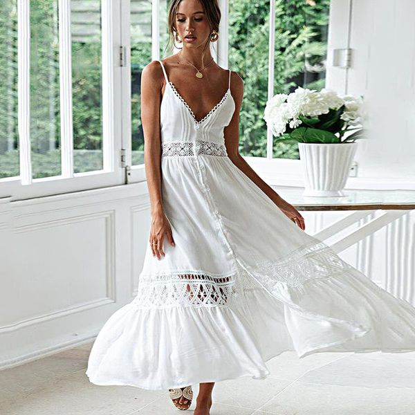 women's swimwear beach outing sling white lace hollow tunic long dresses boho women swimsuit cover up dress beachwear bikini blouse, White;black
women's swimwear beach outing sling white lace hollow tunic long dresses boho women swimsuit cover up dress beachwear bikini blouse, White;black