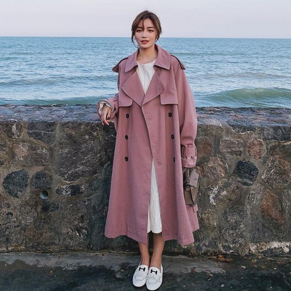 women's trench coats fashion pink khaki women coat double-breasted long belted windbreaker with flaps spring autumn cloak outerwear, Tan;black
women's trench coats fashion pink khaki women coat double-breasted long belted windbreaker with flaps spring autumn cloak outerwear, Tan;black
