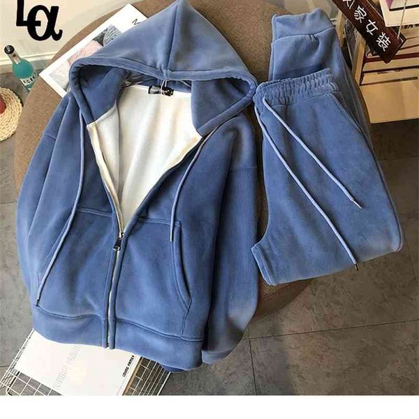 women sportsuits 2 piece set thick fleece casual hooded pants solid korean loose tracksuit female fall winter suits 210519, White
women sportsuits 2 piece set thick fleece casual hooded pants solid korean loose tracksuit female fall winter suits 210519, White