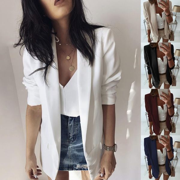 women's suits & blazers blazer 2021 white long sleeve pockets jackets coat slim office lady jacket female suit femme, White;black
women's suits & blazers blazer 2021 white long sleeve pockets jackets coat slim office lady jacket female suit femme, White;black