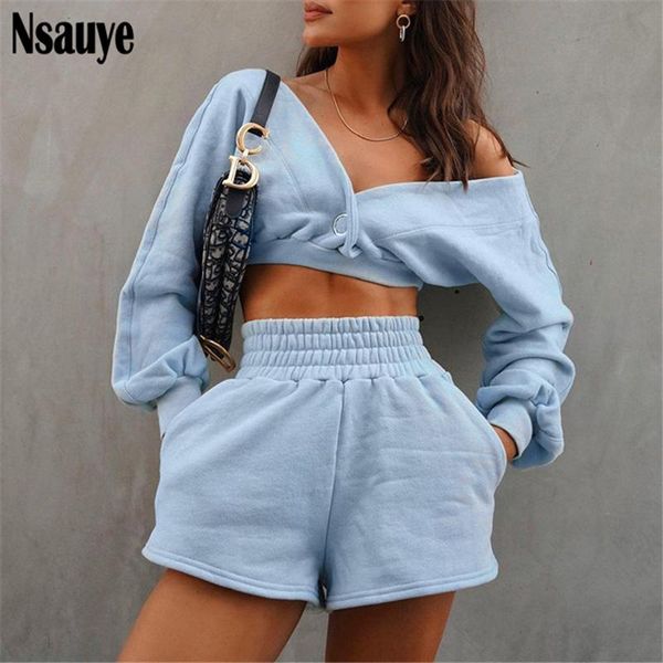 women's tracksuits nsauye autumn 2021 casual blue outfits tracksuit two piece suit lounge wear long sleeve and high waist shorts set, Gray
women's tracksuits nsauye autumn 2021 casual blue outfits tracksuit two piece suit lounge wear long sleeve and high waist shorts set, Gray