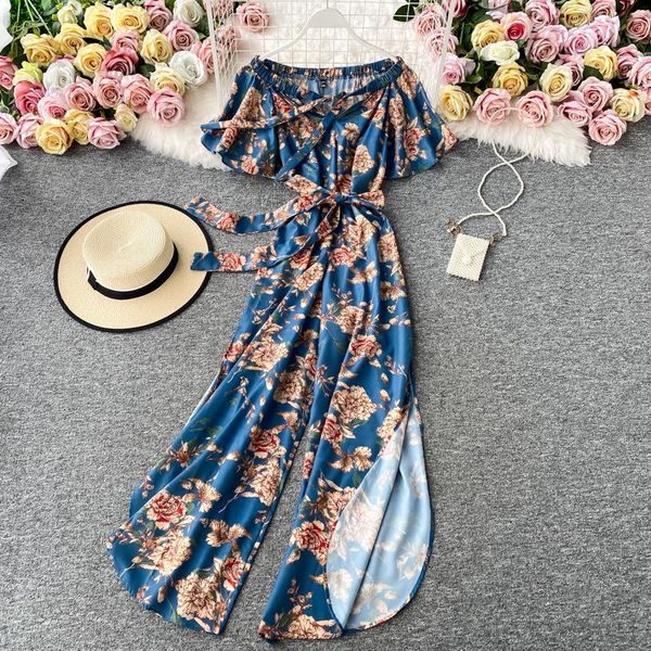 boho 2021 vintage floral print off shoulder summer full length split jumpsuit women bandage playsuit beach holiday romper women's jumps, Black;white
boho 2021 vintage floral print off shoulder summer full length split jumpsuit women bandage playsuit beach holiday romper women's jumps, Black;white