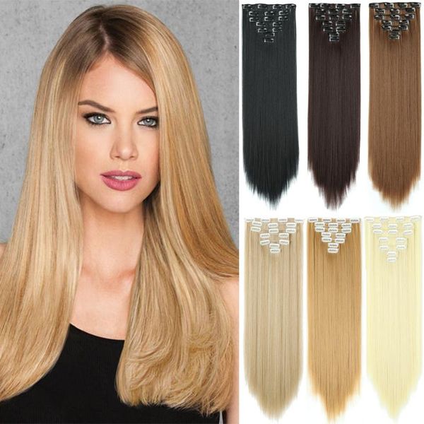 synthetic wigs long straight hair 7pcs/set 16 clips 140g in high temperature fiber black brown hairpiece
synthetic wigs long straight hair 7pcs/set 16 clips 140g in high temperature fiber black brown hairpiece