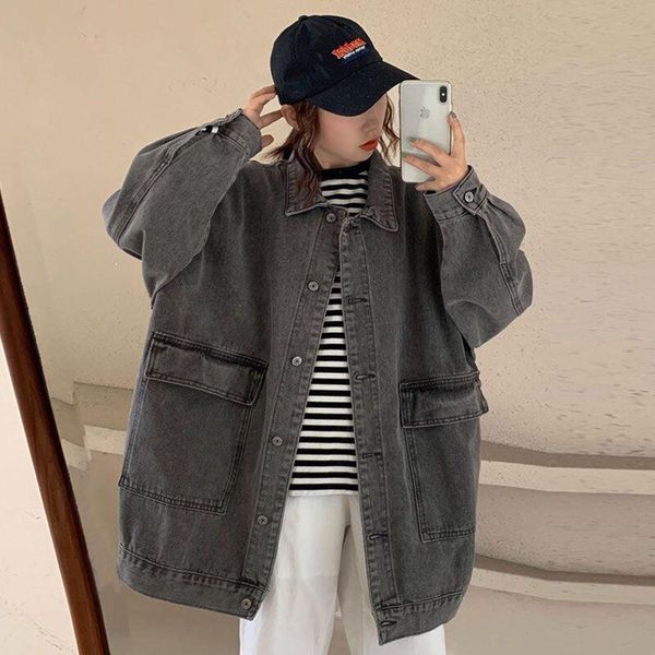 women's jackets retro mid-length tooling jacket denim single-breasted female spring autumn version of the lapel long-sleeved women, Black;brown
women's jackets retro mid-length tooling jacket denim single-breasted female spring autumn version of the lapel long-sleeved women, Black;brown