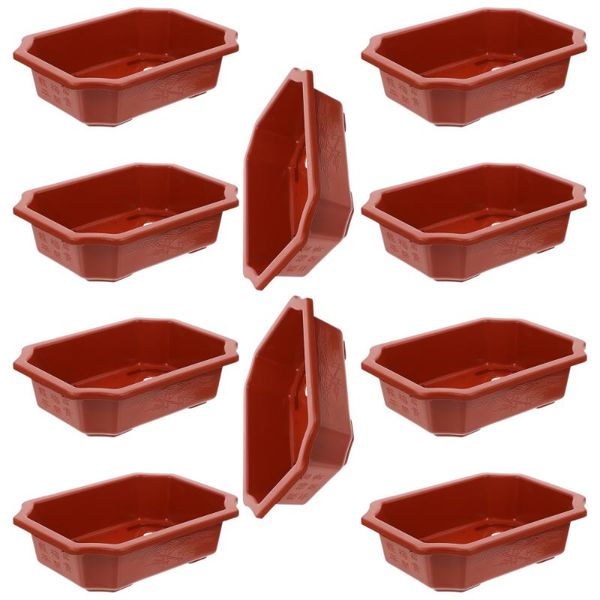 planters & pots 10pcs flower plant gardening with drainage (brown)