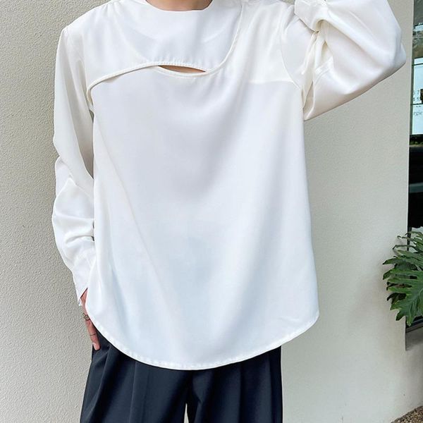 men's casual shirts autumn personalized splicing long sleeve collarless men's shirt 2021 korean hollow out design, White;black
men's casual shirts autumn personalized splicing long sleeve collarless men's shirt 2021 korean hollow out design, White;black