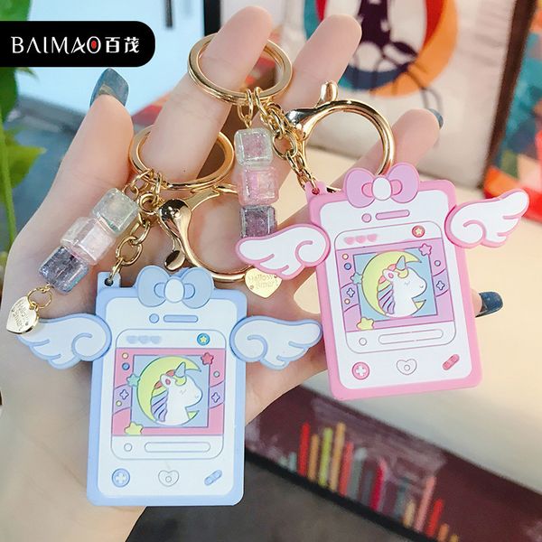 key chain cartoon cute soft girl notepad cartoon unicorn women's net red car keychain ring, Silver
key chain cartoon cute soft girl notepad cartoon unicorn women's net red car keychain ring, Silver