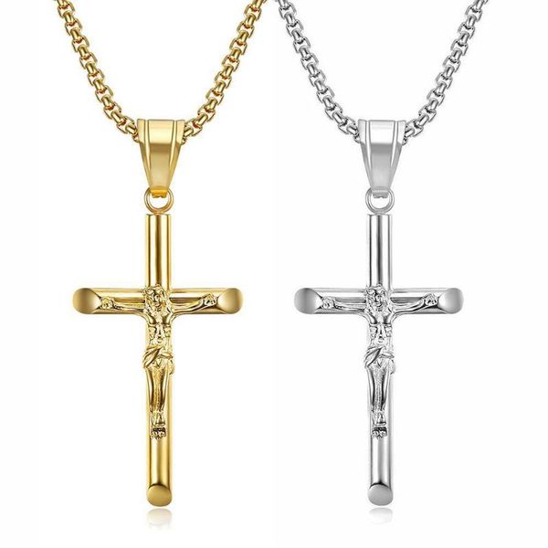 hip hop stainless steel jesus cross pendant necklace shining bling 18k gold plated religious jewelry gift necklaces, Silver
hip hop stainless steel jesus cross pendant necklace shining bling 18k gold plated religious jewelry gift necklaces, Silver