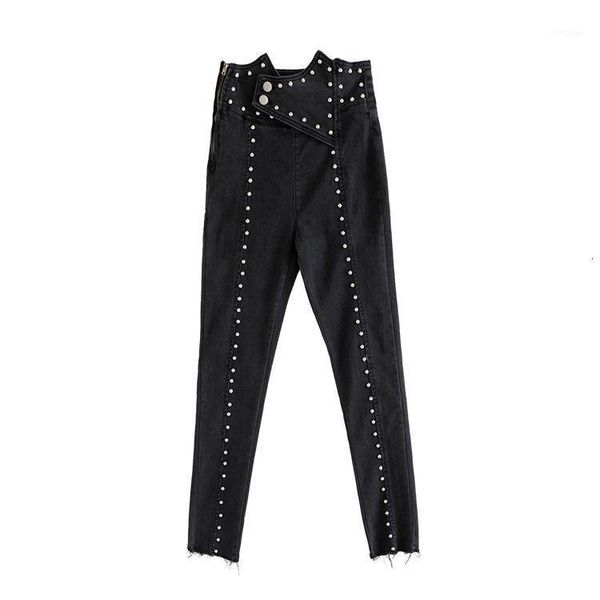 women's pants & capris 2021 autumn arrive highstreet heavy rivets black denim trousers female ankle length jeans, Black;white
women's pants & capris 2021 autumn arrive highstreet heavy rivets black denim trousers female ankle length jeans, Black;white