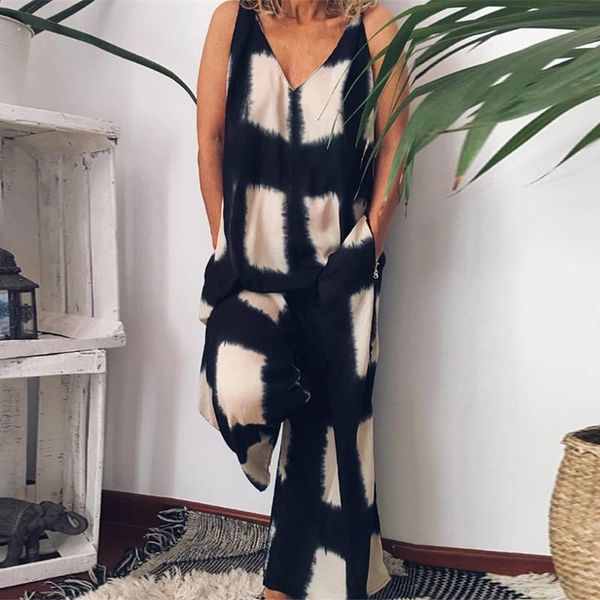 women's jumpsuits & rompers litthing fashion summer sleeveless jumpsuit casual long playsuits women vintage plaid wide leg pants loose, Black;white
women's jumpsuits & rompers litthing fashion summer sleeveless jumpsuit casual long playsuits women vintage plaid wide leg pants loose, Black;white
