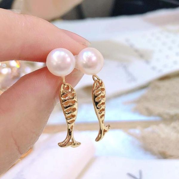 flashwater button pearl 7-8mm strong luster cute fish shape earrings luxury jewelry for women and girlgift dangle & chandelier, Silver
flashwater button pearl 7-8mm strong luster cute fish shape earrings luxury jewelry for women and girlgift dangle & chandelier, Silver