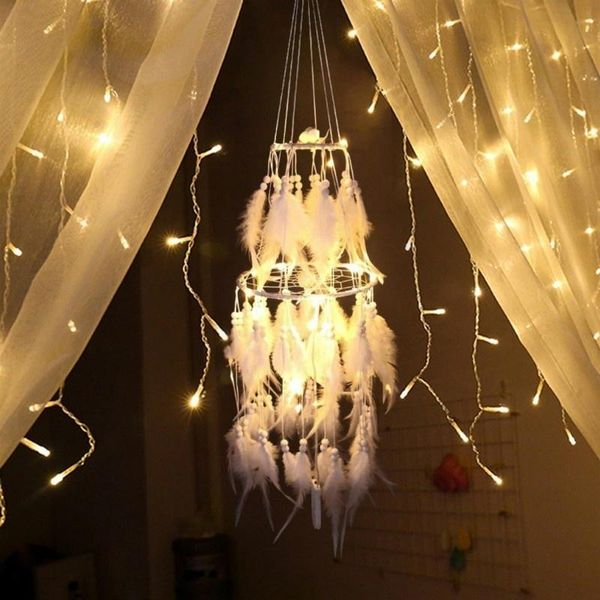dromenvanger led light night light handmade creative dreamcatcher white feather vintage bedside wall hanging
dromenvanger led light night light handmade creative dreamcatcher white feather vintage bedside wall hanging