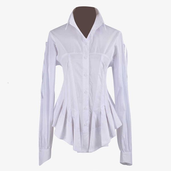 women's blouses & shirts cut waist bending show thin sleeve long female shirt s1073 m1c3, White
women's blouses & shirts cut waist bending show thin sleeve long female shirt s1073 m1c3, White