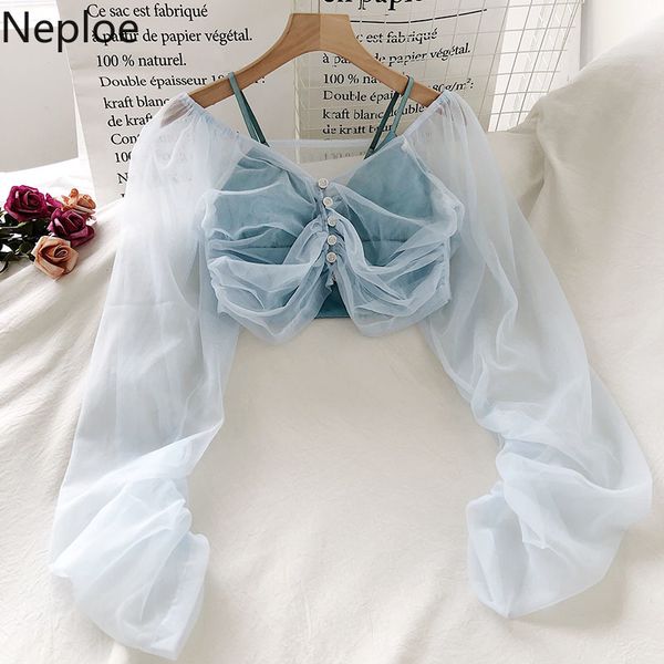 neploe summer sweet outfits blusas womens gauze v-neck shirt sling crop korean fashuin suit femme roupas 2 piece set 95318 210422, White
neploe summer sweet outfits blusas womens gauze v-neck shirt sling crop korean fashuin suit femme roupas 2 piece set 95318 210422, White