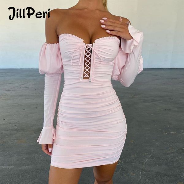 jillperi women off the shoulder puff sleeve pink party dress fashion strap hollow out ruched outfit short bodycon dress, Black;white
jillperi women off the shoulder puff sleeve pink party dress fashion strap hollow out ruched outfit short bodycon dress, Black;white