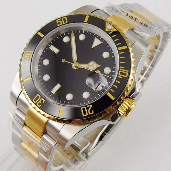 wristwatches 40mm black sterile dial luminous ceramic bezel date sapphire glass gold automatic nh35 miyota 8215 movement mens wristwatch, Slivery;brown
wristwatches 40mm black sterile dial luminous ceramic bezel date sapphire glass gold automatic nh35 miyota 8215 movement mens wristwatch, Slivery;brown