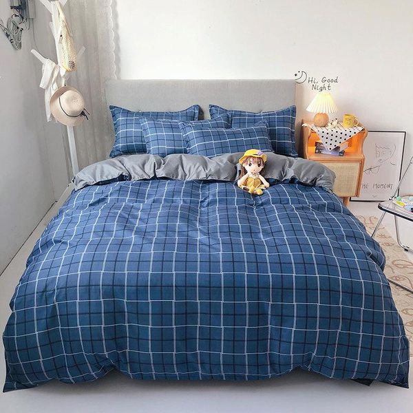 bedding sets home textile blue grid printed duvet cover pillowcase bed sheet simple boy girls 3/4pcs single double bedlinen
bedding sets home textile blue grid printed duvet cover pillowcase bed sheet simple boy girls 3/4pcs single double bedlinen