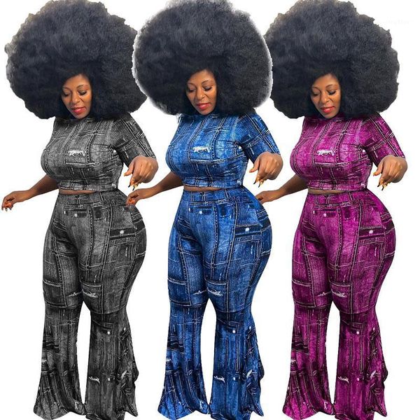 plus size tracksuits summer women clothing two piece set short sleeve tshirts and pants denim print loungewear wholesale drop, Black
plus size tracksuits summer women clothing two piece set short sleeve tshirts and pants denim print loungewear wholesale drop, Black