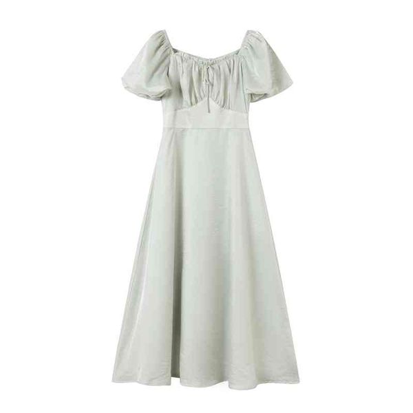 green slash neck short sleeve midi dress summer elegant a-line solid puff d1852 210514, Black;gray
green slash neck short sleeve midi dress summer elegant a-line solid puff d1852 210514, Black;gray