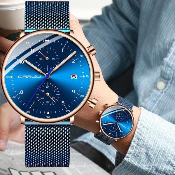wristwatches relogio masculino crrju mens watches quartz watch price for men blue sports chronograph mesh belt wrist, Slivery;brown
wristwatches relogio masculino crrju mens watches quartz watch price for men blue sports chronograph mesh belt wrist, Slivery;brown
