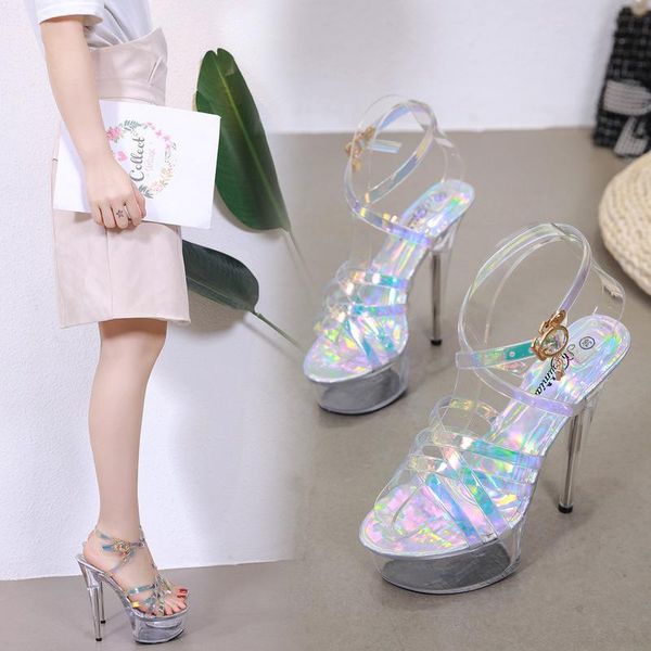 with ankle buckle shoes super high heels candy color women's heel platform sandals transparent, Black
with ankle buckle shoes super high heels candy color women's heel platform sandals transparent, Black