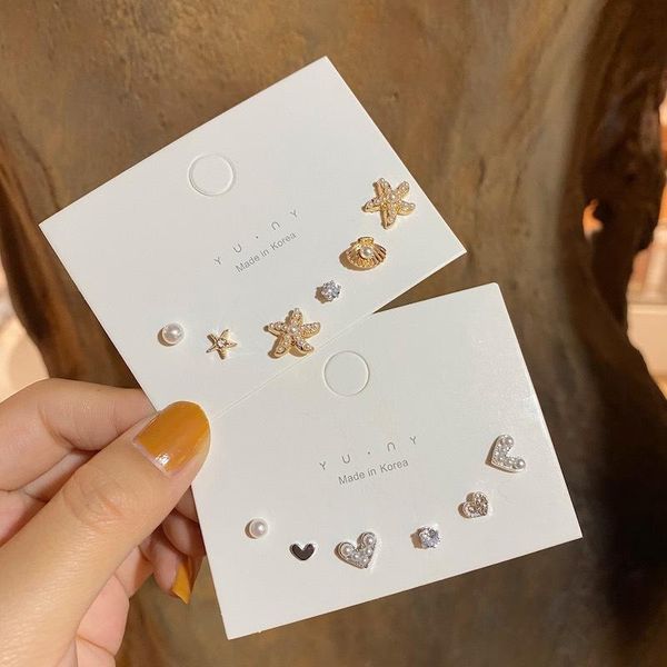 stud 3 pairs/set pearl starfish love moni needle earrings women girls child student mini sweet delicate small, Golden;silver
stud 3 pairs/set pearl starfish love moni needle earrings women girls child student mini sweet delicate small, Golden;silver