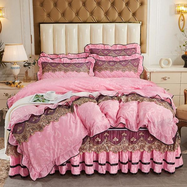 bedding sets european velvet luxury king size set embossed lace soft duvet cover detachable bedskirt with 2 pillowcases
bedding sets european velvet luxury king size set embossed lace soft duvet cover detachable bedskirt with 2 pillowcases